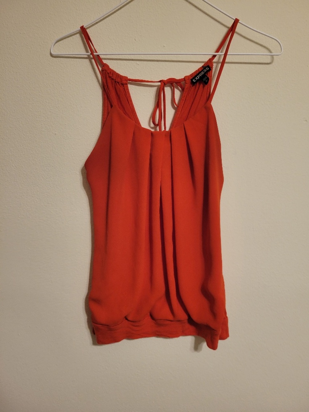Bright Red Express Pleated Halter Top with Back Tie Size XS